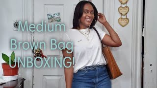 Bloomingdales Medium Brown Bag  zip top Unboxing plus warning [upl. by Philcox]