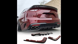 For Kia Stinger 20182023 Carbon Fiber Rear Bumper Diffuser Valance Lip [upl. by Aciretal]