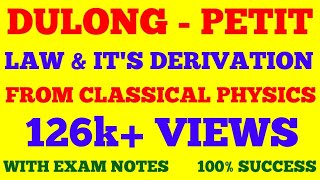 DULONG PETIT LAW  DERIVATION OF DULONG PETIT LAW FROM CLASSICAL PHYSICS  WITH EXAM NOTES [upl. by Noit]