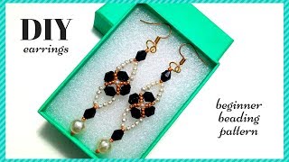 diy earrings beginner beading pattern beaded earrings [upl. by Ojibbob]