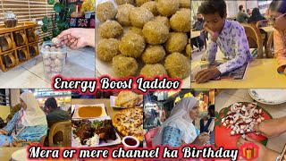 Energy Booster Laddu For My Family  Mera Or Mere Channel Ka Birthday Foodi Moodi With Samina [upl. by Ahrat]