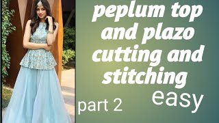 peplum top and circular plazo cutting and stitching part 2 in Telugu viral fashion easy beginner [upl. by Trubow97]