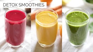 3 DETOX SMOOTHIE RECIPES  easy amp healthy smoothies [upl. by Ahsiena]