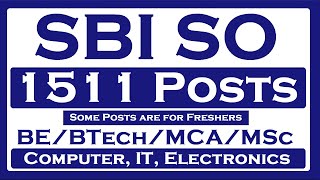 SBI SO recruitment 1511 Posts [upl. by Ioved]