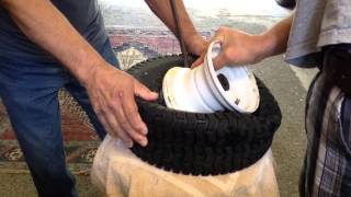 How to dismount and mount lawn mower tire [upl. by Assennev381]