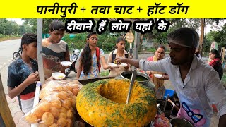 तवा चाट पानीपुरी और हॉटडॉग के लिए 3 बजे से ही लाइन लग जाती हैl Motivational Story Indore Street Food [upl. by Audres389]