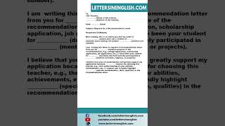 Request Letter for Recommendation Letter  Sample Letter Requesting for a Recommendation Letter [upl. by Negyam65]