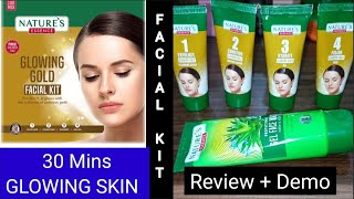 Natures Essence Glowing Gold Facial kit Review DemoSALON like glowing skin just 30 mins Facial [upl. by Ginger]