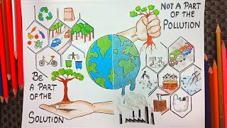 Drawing a Poster on Environmental Pollution 🌏 Earth Day 2021 [upl. by Nayb]