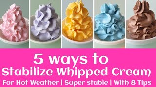 Stable whipped cream frosting for hot weather  5 ways to stabilize whipped cream  Cake frosting [upl. by Orrin]