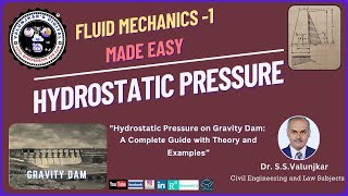 Hydrostatic Pressure  Gravity Dam  fluidmechanics  quotTheory and Examplesquot  Dr SSValunjkar [upl. by Niuqauj]