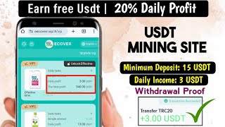 Latest USDT Earning Site 2024  Daily Income 3 USDT  Live Deposit amp Withdraw Proof [upl. by Daughtry]