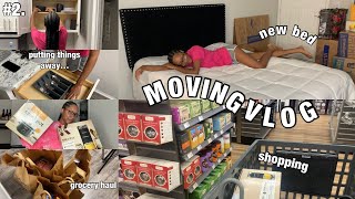 moving vlog 2  new bed arrived first grocery trip organizing amp more shopping  first apartment [upl. by Neeoma]