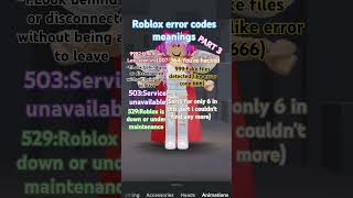 Roblox error codes meanings PART 3 shorts [upl. by Ardied]