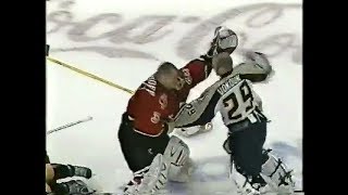 Calgary Flames vs Nashville Predators Brawl 2004 Tomas Vokoun vs Miikka Kiprusoff Goalie fight [upl. by Shawna]