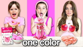 ONLY Eating ONE COLOR Pink Foods for 24 hours  Family Fizz [upl. by Stalk]