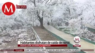 Habitantes de Nuevo León disfrutan de caída de nieve [upl. by Sotsirhc76]