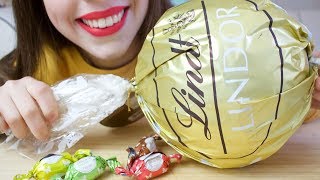 ASMR Giant LINDT CHOCOLATE BALL  Pralines Macarons CHEWY Eating Sounds [upl. by Beeck916]