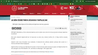 20 BİN ÖĞRETMEN ATAMASI YAPILACAK KONTENJANLAR VE BRANŞLAR AÇIKLANDI MEB 20 BİN ATAMA KILAVUZU [upl. by Rieth]