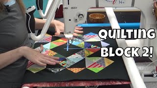 Ruler Quilting with a Longarm on the Patchwork Mosaic Quilt Block [upl. by Anoirb]