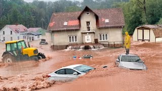 Czech Republic and Poland Went Underwater Flash flood swept away cars and submerged houses Europe [upl. by Amlev]