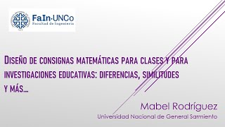 Diseño de consignas matemáticas para clases y para investigaciones educativas diferencias [upl. by Maxi490]