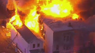 Raw Video Buildings Engulfed In Fire In Newark [upl. by Ecienal]