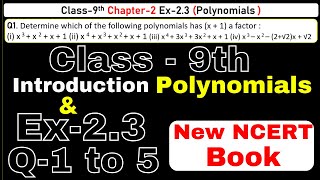 Class 9 Maths  Ex 23 Chapter 2  Polynomials  CBSE NCERT  Exercise 23  New Syllabus 202425 [upl. by Barbra]