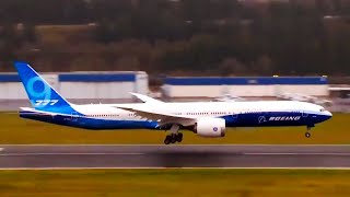 Watch Boeing 777X touch down and fold its wing tips after first flight [upl. by Ronile]