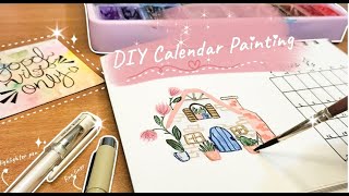 ✨How I make desk calendar 2024 12 mini paintings🖌️ diy calendar painting🌸 asthetic calendar ✨ [upl. by Novi978]