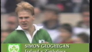 Simon Geoghegan try vs Zimbabwe Rugby 1991 [upl. by Saiasi]