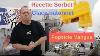 Fabrication glace batonnet  recette sorbet mangue pur fruit popsicle [upl. by Cope]