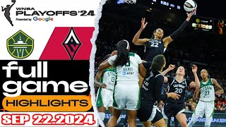 Las Vegas Aces VS Seatle Storm FULL GAME HIGHLIGHTS  PLAY OFF Sep 22 2024 Women’s Basketball [upl. by Phelia]