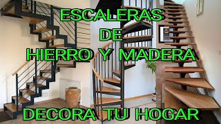 ESCALERAS EN HIERRO Y MADERA 🏠🏠 DECORA TU HOGAR🏠🏠 [upl. by Enitsrik]