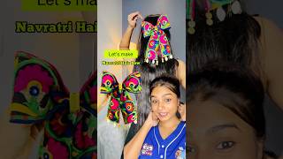 DIY Navratri Hair Bow 😱 crafteraditi handmade navratri diy shorts hairbow CrafterAditi [upl. by Airdnola]