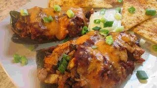 Mexican Stuffed Poblano Peppers Enchilada Recipe [upl. by Grefer]