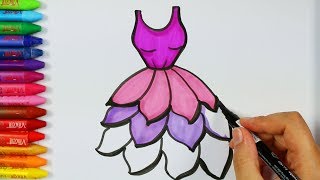 Wie zeichne lila Kleid 💜 Malvorlagen  Malbücher  Zeichnen Farbe und Ausmalen für Kinder [upl. by Ly]