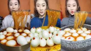 Eating Spicy Noodles and Full Eggs Mukbang Show 먹방 Chinese Foods 매운 국수와 계란을 먹고 吃辣面和鸡蛋 [upl. by Rahmann94]