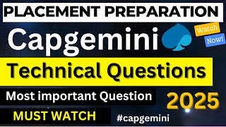 Capgemini Technical Questions  Placement Preparation capgemini technicalquestion [upl. by Trojan]