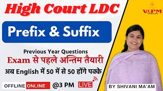 Raj High Court LDC English  Prefix amp Suffix  Previous year questions  By shivani maam [upl. by Enatan153]