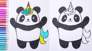 How to Draw a Pandacorn Cute and Easy Easy drawings [upl. by Gruchot592]