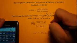 Calculating Molarity given grams and mL [upl. by Nylhsa]