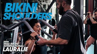 How to get perfect bikini shoulders and delts with Lauralie and Hypertrophy Coach Joe Bennett [upl. by Davey]