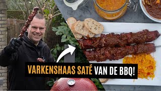 Varkenshaas saté van de BBQ met zelfgemaakte atjar en pindasaus  BBQPROOF [upl. by Hutton]