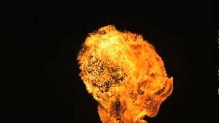 Fire Ball in Slow Motion HD with Slow Mo Video Views of Flames Burning out from Core of Fireball [upl. by Wendye946]