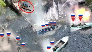 Horrible Ukrainian FPV drones mercilessly bombard fleeing Russian soldiers along the Dnipro River [upl. by Esilenna]