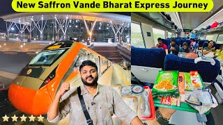 New Saffron Vande Bharat Chair Car Train Journey  IRCTC food Review  Chennai to SMVT Bengaluru [upl. by Fessuoy]