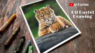 Tiger Cub drawing with Oil Pastel  Step by Step [upl. by Hugo]