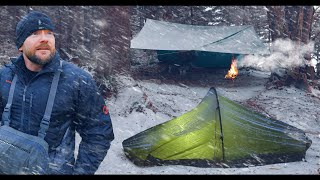 Direct Hit  Snow and Ice Camping in the Mountains of NC  Winter Storm Warning [upl. by Lurleen]