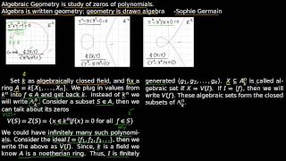 1 Intro to Algebraic Geometry [upl. by Auqinihs523]